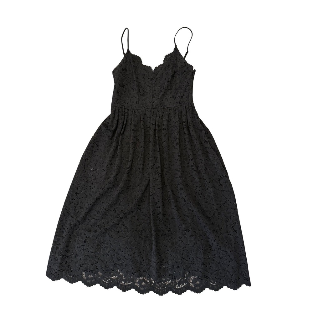 Express Black Floral Lace Midi Dress NWT Scalloped V-Neck Party Holiday Size M